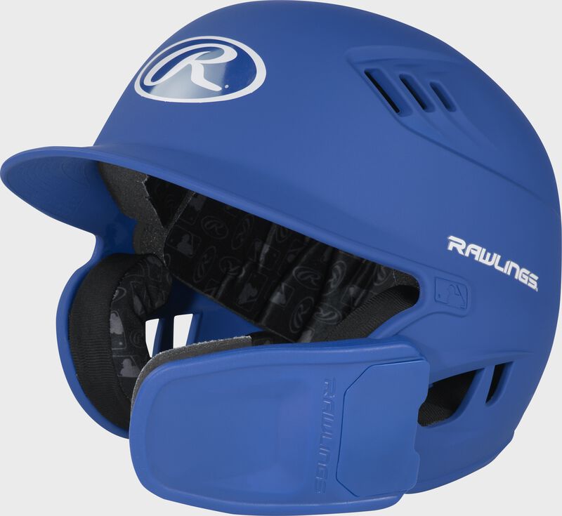 Front left-side view of Royal R16 Reverse Matte Batting Helmet | Junior & Senior - SKU: R6R07