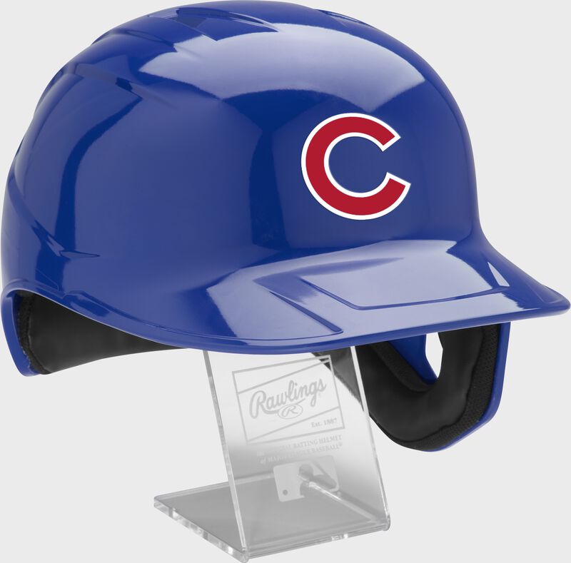 Front right of a MLB Chicago Cubs replica helmet - SKU: MLBMR-CHI