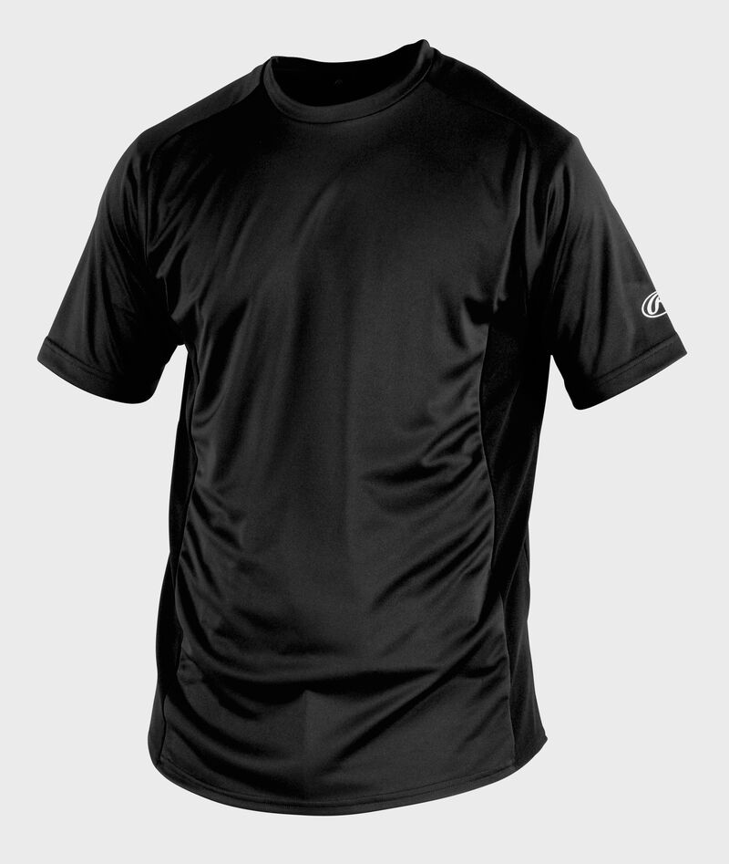 Front of Rawlings Black Youth Short Sleeve Shirt - SKU #YSBASE
