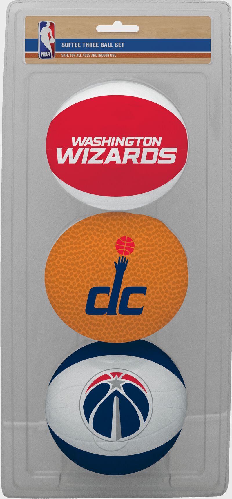 Rawlings Red, Brown, and White NBA Washington Wizards Three-Point Softee Basketball Set With Team Logo SKU #03524207114