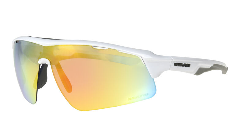 White Rawlings adult half-rim sunglasses with orange mirror lenses - SKU: 10252451