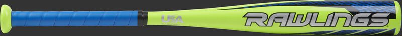 TBZR12 USA Raptor t-ball bat with a lime green barrel and grey logo