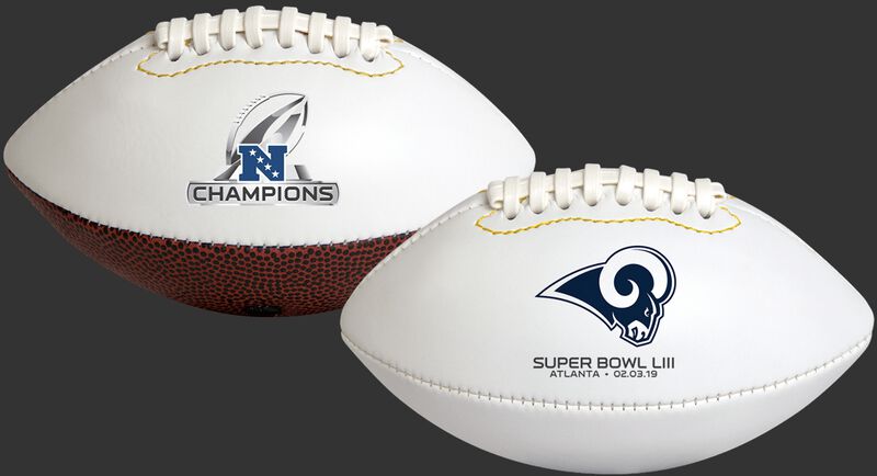 White NFL 2019 NFC Champions Los Angeles Rams Youth Size Football With Team Logo SKU #06571101124