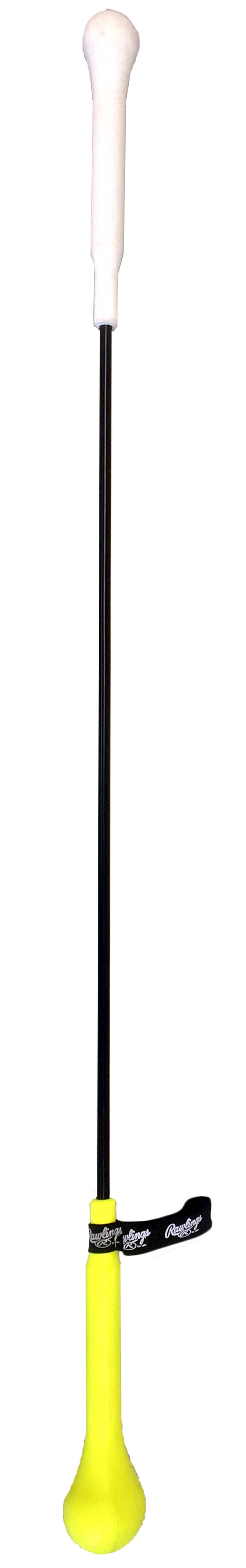 A white/black/yellow HITSTIK swing training bat