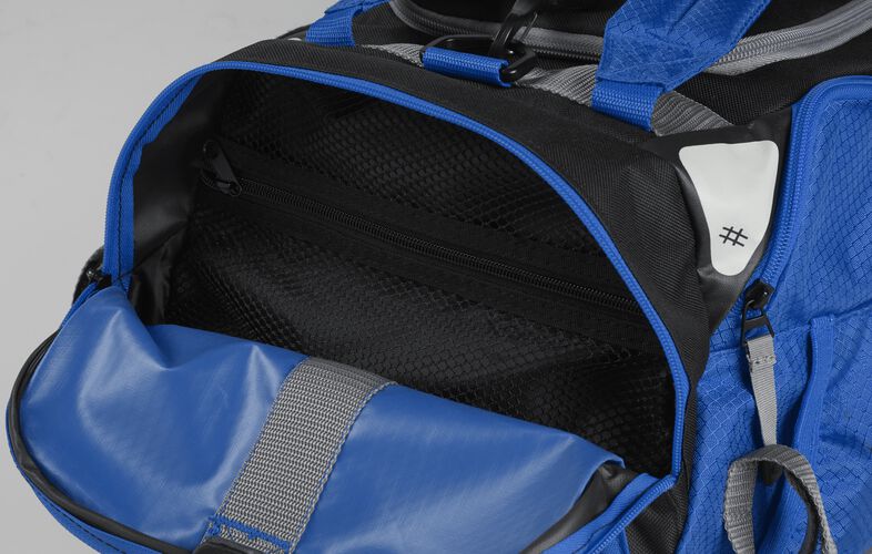 Side pocket of a royal R601 hybrid backpack/duffel bag with a mesh compartment