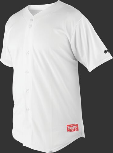 Front of Rawlings White Adult Short Sleeve Jersey - SKU #RJ140