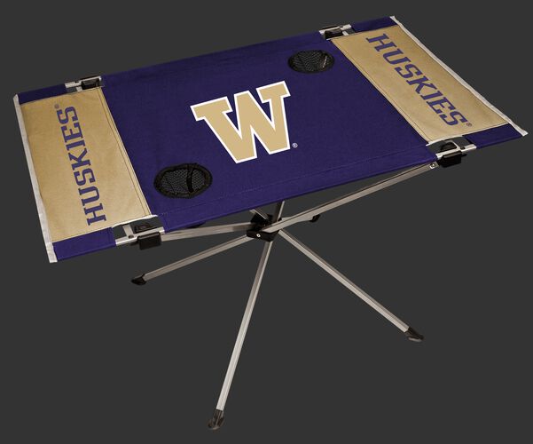NCAA Washington Huskies Endzone table featuring team colors and team logos and two cup holders SKU #04053108111