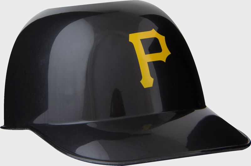 Front of Rawlings Black MLB Pittsburgh Pirates Snack Size Helmets With Team Logo SKU #01950021121