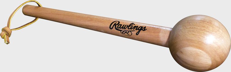 Rawlings wooden glove mallet with Rawlings logo on side with lace handle SKU#- GLVMLLT