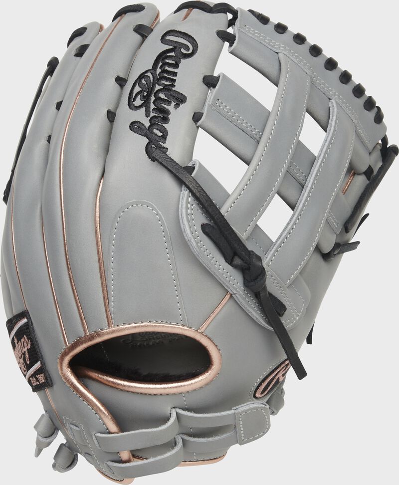 Back of a gray Liberty Advanced Color Series outfield glove with a pull strap back - SKU: RLA1275SB-6GRG