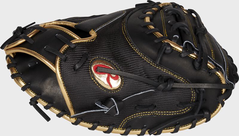 Thumb of a Gameday 57 Series Yadier Molina Heart of the Hide catcher's mitt with a gold Oval-R - SKU: RSGPROYM4G