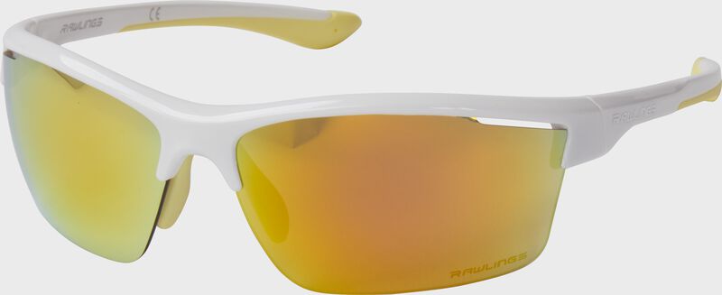 A pair of Rawlings adult white/orange half-rim blade sunglasses - SKU: 10260968