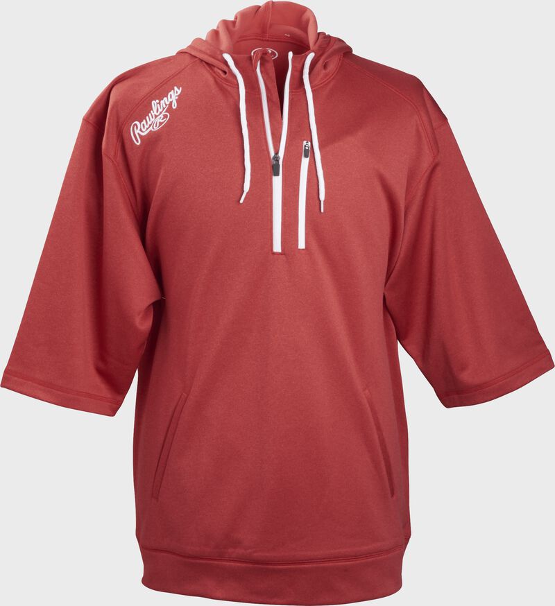 Front of Rawlings Scarlet Adult Half Sleeve Hoodie with Zipper - SKU #RHTYO-S