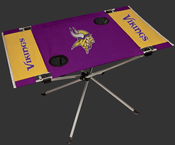 Rawlings Gold and Purple NFL Minnesota Vikings Endzone Table With Two Cup Holders, Team Logo, and Team Name SKU #03391075111
