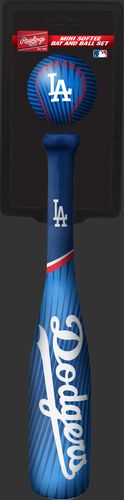 Rawlings Los Angeles Dodgers Softee Mini Bat and Ball Set in Team Colors With Team Name and Logo On Front SKU #01160011114