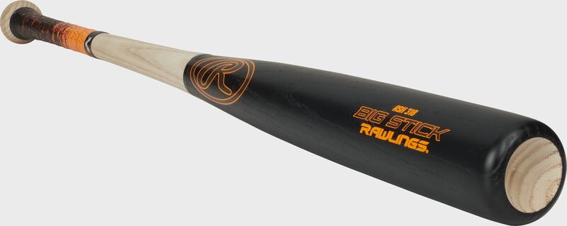 3/4 view of a R318AV Big Stick wood bat with a black barrel loading=