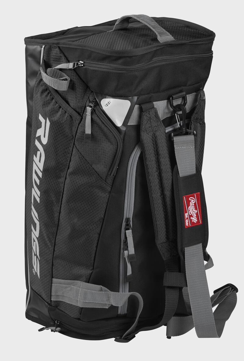 Angled view of upright Hybrid Backpack/Duffel Players Bag - SKU: R601