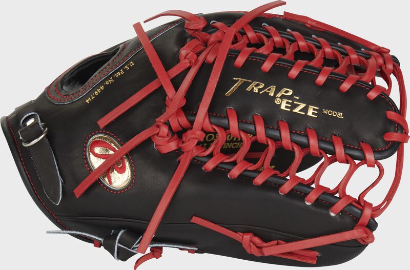 Thumb of a black Gameday 57 Series Harrison Bader Pro Preferred Glove with a Trap-Eze web - SKU: RSGPROS601HB