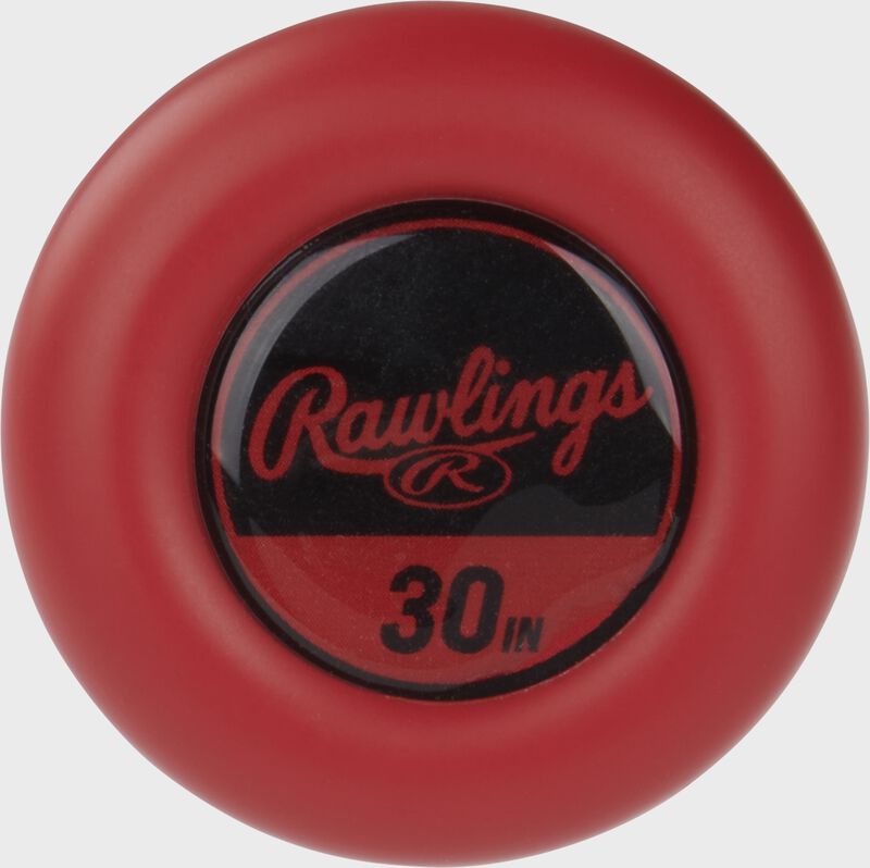 Red/black knob of a 30" Rawlings Peak USSSA bat - SKU: RUT4P