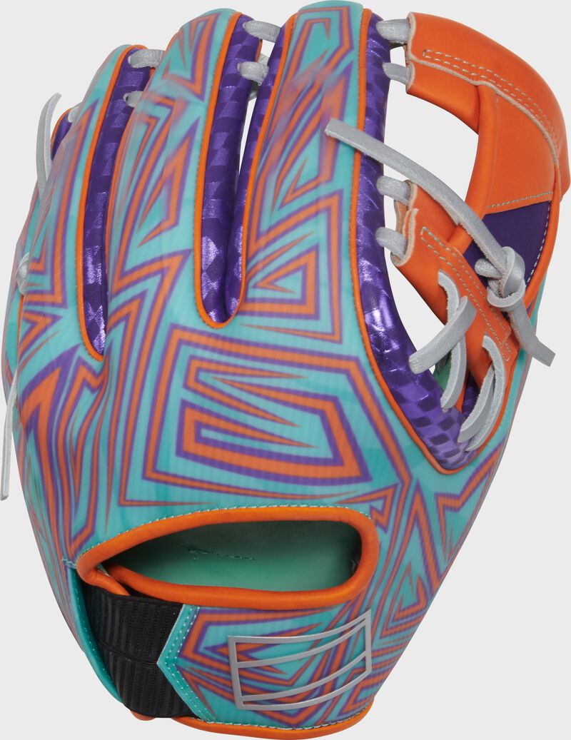 Back of a Rawlings REV1X exclusive infield glove