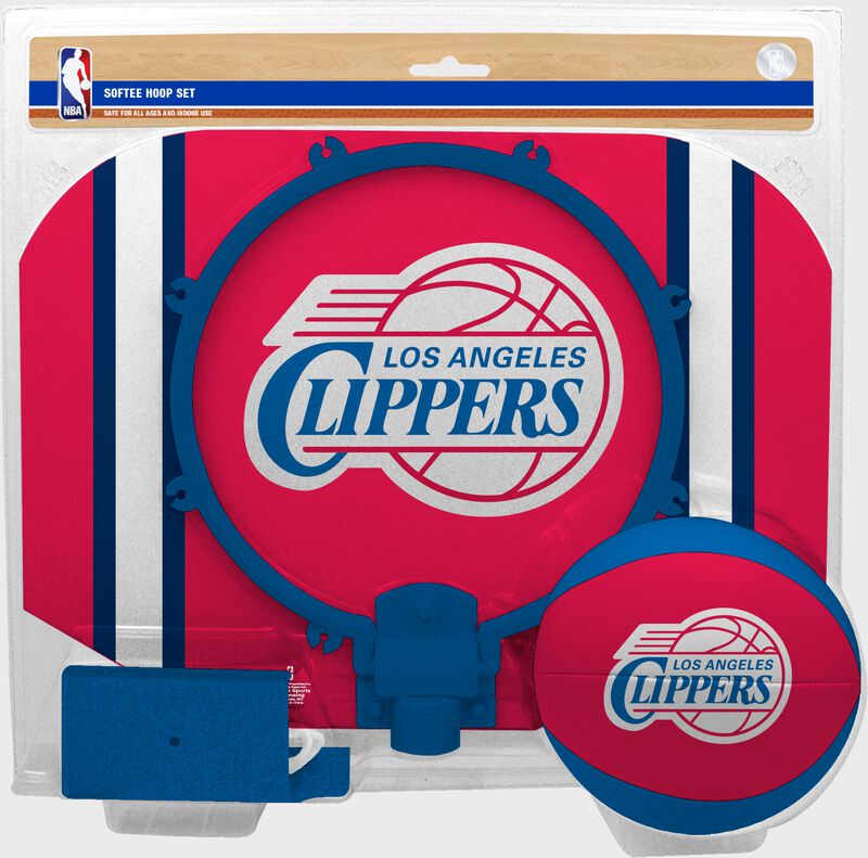 Rawlings Red and Blue NBA Los Angeles Clippers Softee Hoop Set With Team Logo On Basketball and Backboard SKU #03544219114 loading=