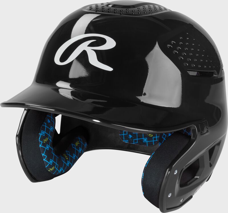 Rawlings RX2 Gloss Baseball Batting Helmet, Black, Senior loading=