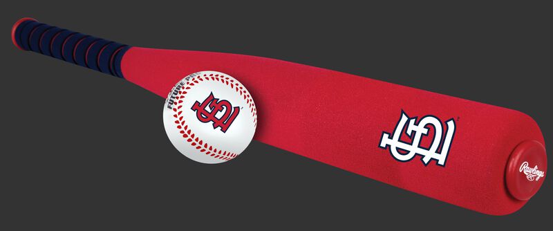 Side of Rawlings St. Louis Cardinals Foam Bat and Ball Set in Team Colors With STL Team Logo On Front SKU #01860007111