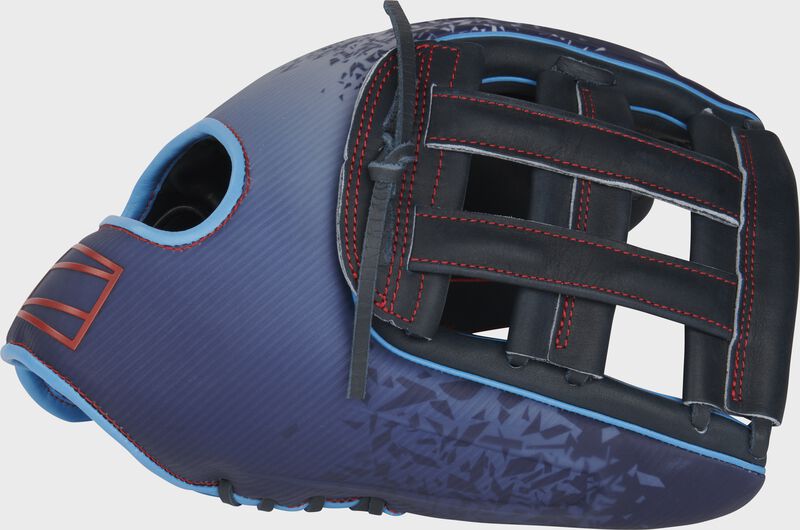 Thumb f a navy REV1X 12.75" outfield glove with a Pro H Web - SKU: REV3039-6N