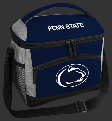 A blue Penn State Nittany Lions 12 can soft sided cooler with a team logo on the front - SKU: 10123050111