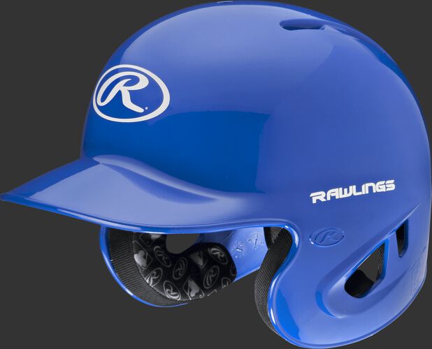 A royal S90PA RPR high schoole/college batting helmet with a white Oval R logo on the front
