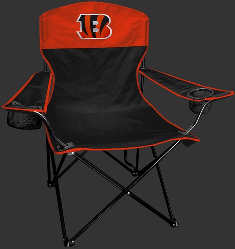 Front of Rawlings Black and Orange NFL Cincinnati Bengals Lineman Chair With Team Logo SKU #31021063111