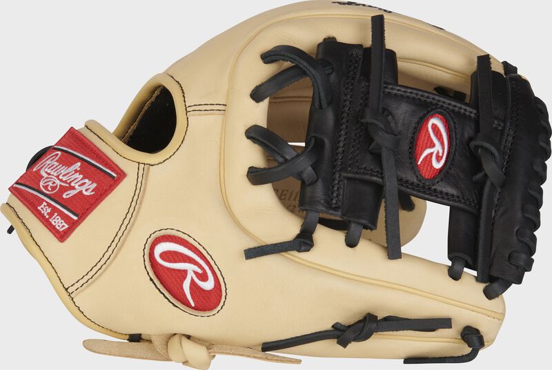 Thumb of a camel Gold Glove Elite 11.5" infield glove with a black I-web