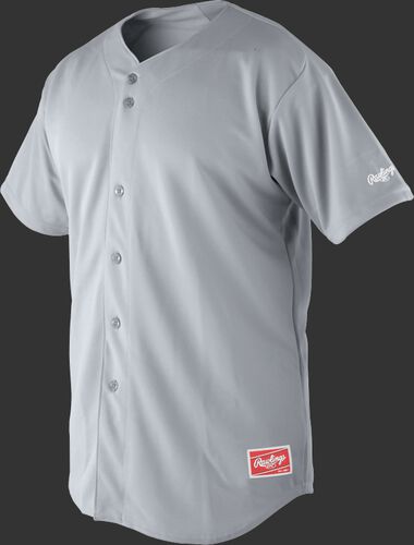 Front of Rawlings Blue Gray Adult Short Sleeve Jersey - SKU #RBJ150