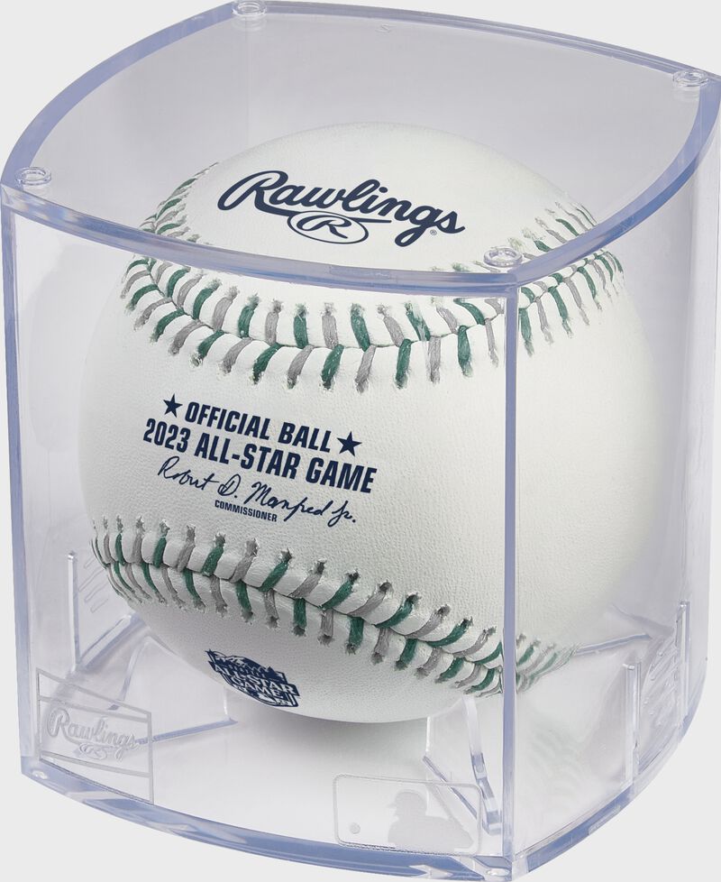 A 2023 MLB All-Star Game baseball in a clear display cube - SKU: EA-ASBB23-R loading=