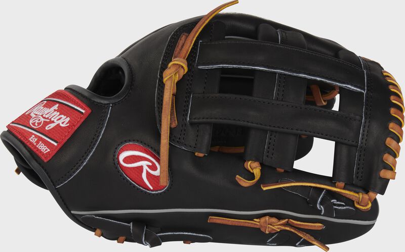 Thumb of a black 12.75" Heart of the Hide outfield glove with a black H-web - SKU: PROT3029C-6B