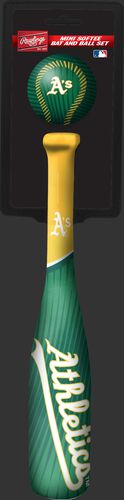 Rawlings Oakland Athletics Softee Mini Bat and Ball Set in Team Colors With Team Name and Logo On Front SKU #01160003114