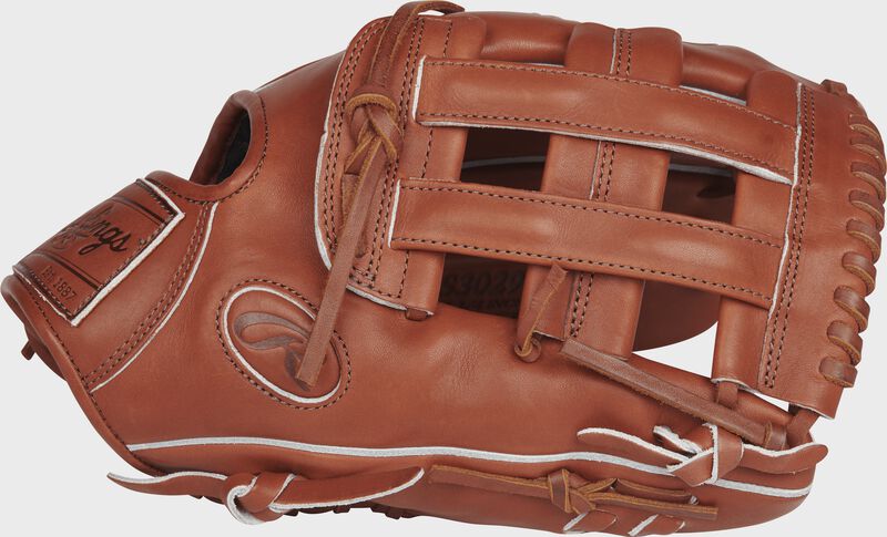 Thumb view of a bruciato PROS3029-6BR Pro Preferred 12.75-inch outfield glove with a bruciato H web