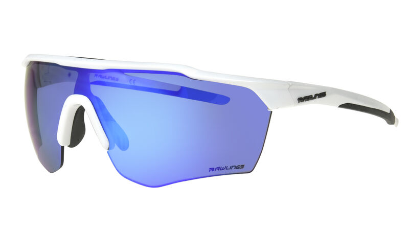 White Rawlings adult half-rim sunglasses with blue mirror lenses - SKU: 10252452