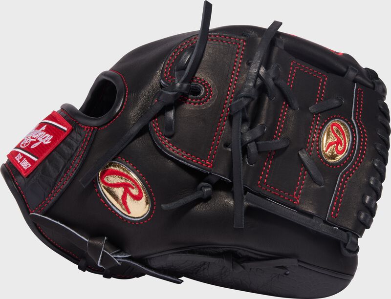 Thumb of a black Gameday 57 Series Max Fried Heart of the Hide Glove with a black 2-piece solid web and gold Oval-R