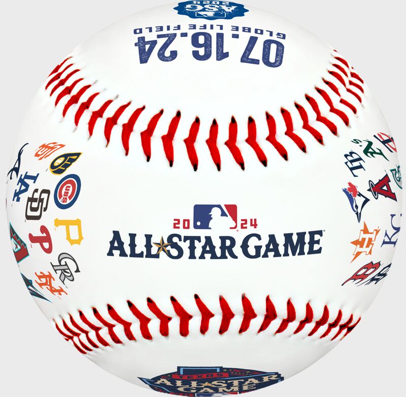 A white MLB 2024 All-Star game team logos replica baseball
