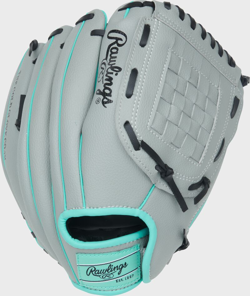 Back of a Rawlings Flex Palm Series 11-inch Youth Softball Glove loading=