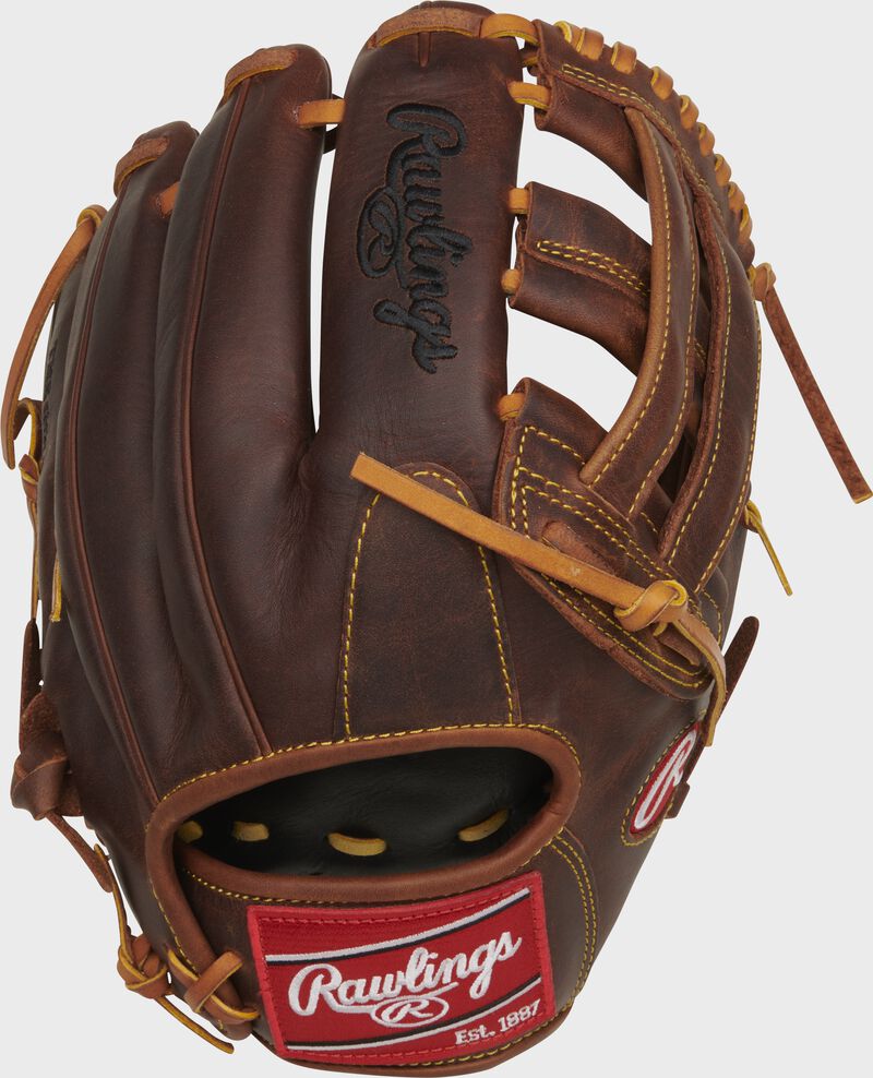 Back of a timberglaze 12" Heart of the Hide R2G Nolan Arenado glove with a red Rawlings patch - SKU: PRORNA28