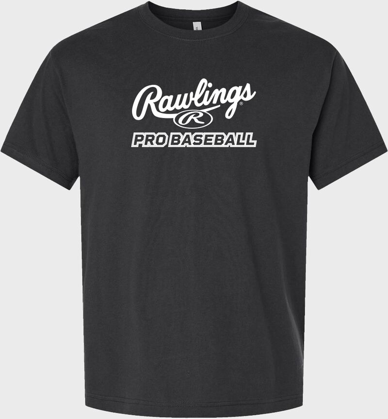 A black Rawlings Pro Baseball t-shirt
