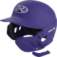 A matte purple MEXT attached to a Mach batting helmet showing the hardware image number null