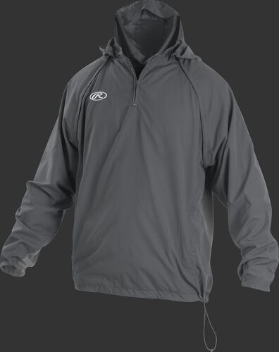 Front of Rawlings Gray Adult Long/Short Sleeve Jacket - SKU #TRITHR-DG-91