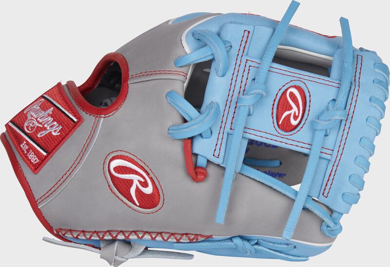 Thumb of a Columbia Blue/Gray Heart of the Hide R2G 11.5-Inch infield glove with a Columbia blue I-web - SKU: RSGPROR204-2GCB