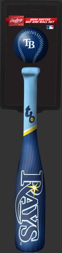 Rawlings Tampa Bay Rays Softee Mini Bat and Ball Set in Team Colors With Team Name and Logo On Front SKU #01160009114
