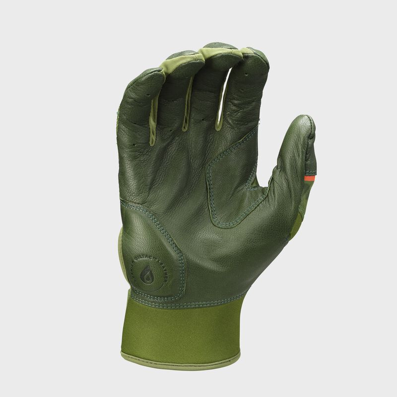 Palm of a camo Rawlings Workhorse Batting glove