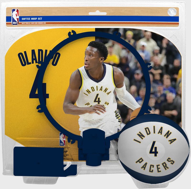 A NBA Indiana Pacers Victor Oladipo softee hoop set  with a picture of Oladipo on the backboard - SKU: 03544543511