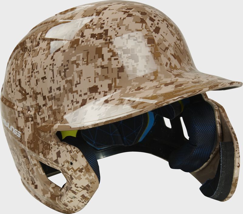 Front right-side view of Mach EXT Digi Camo Hydro Dipped Helmet | Right Handed Batter - SKU: MACHEXTR-DCMO